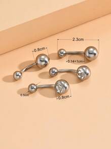 4入组/套不銹鋼水鑽裝飾臍環適合女士和女孩