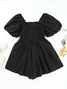 CILKOO Áo liền quần nữ Xếp li Xù Dây kéo Dải chun màu trơn Giải trí - màu đen - Xem 8