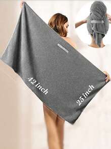 1pc Solid Color Hair Towel, Minimalist Microfiber Women's Strong Absorbent Quick-Drying Hair Drying Cap For Home Home Bathroom Decor Hair Bonnet Shower Towels For Beauty Salon, Hotel Sports,Home Essentials, Towel, Skin Care - Grey - View 4