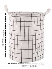 1入組格紋圖案收納籃 - 白色 - 查看 5
