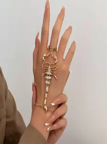 方晶鋯石蠍裝飾連指手鏈 - 金色 - 查看 1