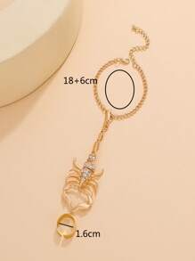 方晶鋯石蠍裝飾連指手鏈 - 金色 - 查看 4