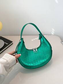Crocodile Embossed Hobo Bag Small Funky - Green - View 4