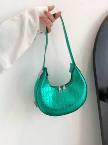 Crocodile Embossed Hobo Bag Small Funky - Green - View 3