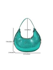 Crocodile Embossed Hobo Bag Small Funky - Green - View 8