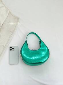 Crocodile Embossed Hobo Bag Small Funky - Green - View 7