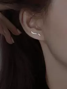 2入組水鑽裝飾耳釘 - 銀色 - 查看 1