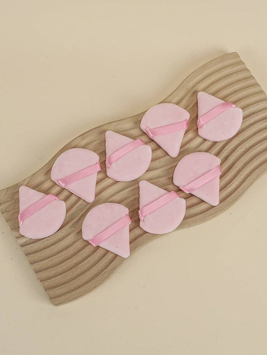 8pcs Fan-Shaped Dry Powder Pink Makeup Sponge Puff Set - Pink - View 1