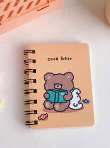 1pc Cartoon Graphic Mini Spiral Notebook, Cute Portable Journal Notebook For School Student, Office - Yellow - View 2