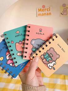 1pc Cartoon Graphic Mini Spiral Notebook, Cute Portable Journal Notebook For School Student, Office - Yellow - View 4