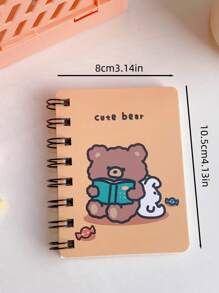 1pc Cartoon Graphic Mini Spiral Notebook, Cute Portable Journal Notebook For School Student, Office - Yellow - View 6