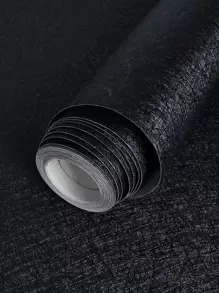 1roll PVC Wall Paper, Modern Solid Color Black Wall Adhesive Roll For Home - Black - View 1
