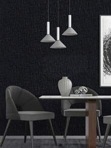 1roll PVC Wall Paper, Modern Solid Color Black Wall Adhesive Roll For Home - Black - View 5