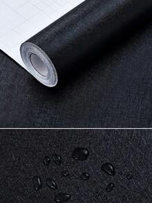 1roll PVC Wall Paper, Modern Solid Color Black Wall Adhesive Roll For Home - Black - View 7