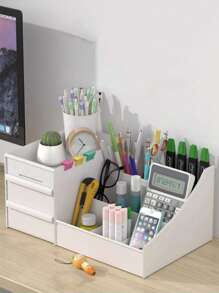 1 Miếng Trắng Ngăn kéo Hộp trữ mỹ phẩm , Bảo quản đồ trang điểm Với Đối với Bàn trang điểm , Ký túc xá Lưu trữ Trắng Hai lớp Hộp lưu trữ máy tính để bàn Với Nhiều Trắng Ngăn kéo Hộp trữ mỹ phẩm , Bảo quản đồ trang điểm Với Đối với Bàn trang điểm , Ký túc xá Lưu trữ Cái giá - trắng - Xem 3