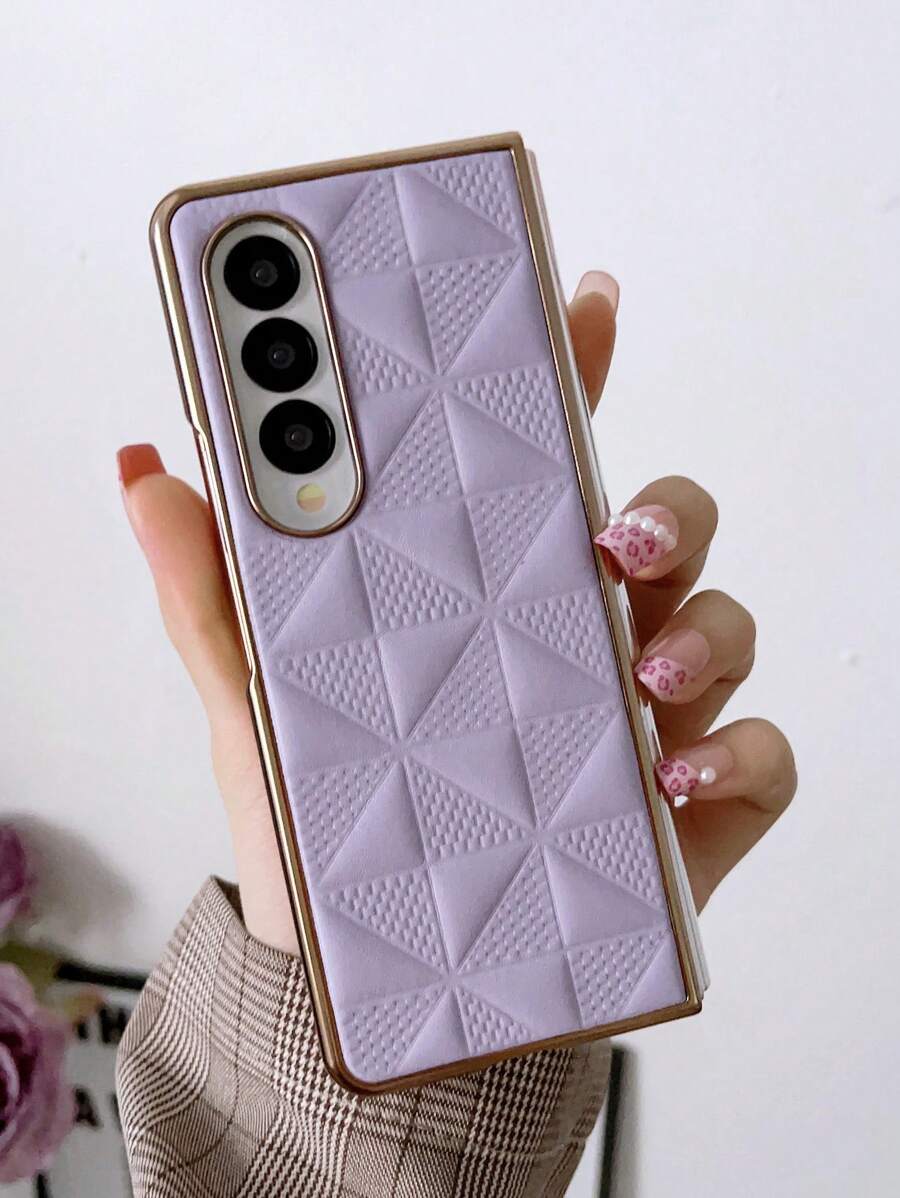 Vỏ điện thoại mạ điện kẻ sọc nổi - Màu tím - Xem 1