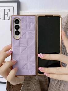 Vỏ điện thoại mạ điện kẻ sọc nổi - Màu tím - Xem 2