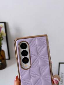Vỏ điện thoại mạ điện kẻ sọc nổi - Màu tím - Xem 3