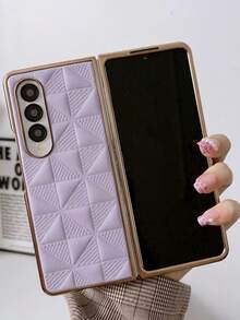 Vỏ điện thoại mạ điện kẻ sọc nổi - Màu tím - Xem 4