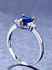 1 nhẫn trang trí trái tim bằng đồng thời trang cho phụ nữ để trang trí hàng ngày - Màu xanh lam - Xem 3