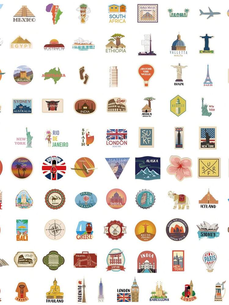 100pcs Landscape Pattern Assorted Sticker, Creative Multi-Purpose Sticker For DIY Craft, Decoration, Hand Account Back To School - Multicolor - View 7