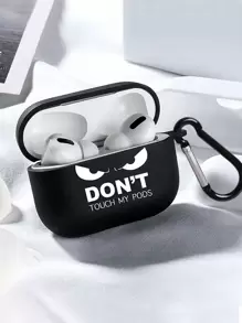 Vỏ bảo vệ tai nghe màu đen ngầu có móc khóa, vỏ bảo vệ màu đen mềm mại chống sốc hình mắt to dễ thương phù hợp với thế hệ thứ 2 - Đen và trắng - Xem 2