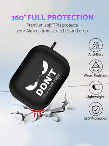 Vỏ bảo vệ tai nghe màu đen ngầu có móc khóa, vỏ bảo vệ màu đen mềm mại chống sốc hình mắt to dễ thương phù hợp với thế hệ thứ 2 - Đen và trắng - Xem 4