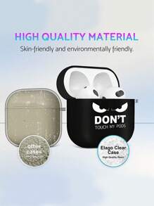 Vỏ bảo vệ tai nghe màu đen ngầu có móc khóa, vỏ bảo vệ màu đen mềm mại chống sốc hình mắt to dễ thương phù hợp với thế hệ thứ 2 - Đen và trắng - Xem 5