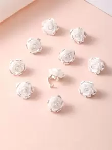 10 chiếc dây buộc tóc hoa trắng cho ngày Valentine, kẹp tóc hoa hồng đỏ thời trang phù hợp cho tiệc tùng hoặc kỳ nghỉ. - trắng - Xem 3