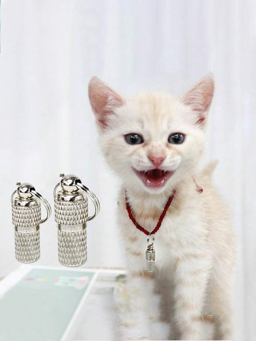 1入組膠囊形狀寵物身份牌適用於狗狗和貓適用於防丟 - 銀色 - 查看 1