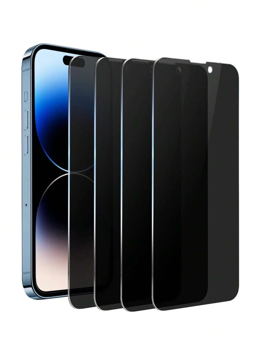 4 Miếng Phim Cường Lực Bảo Vệ Sự Riêng Tư Cho Màn Hình Tương Thích Với iPhone, Miếng Dán Bảo Vệ Màn Hình Riêng Tương Thích Với iPhone15/15Plus/15Pro/15Promax - màu đen - Xem 1