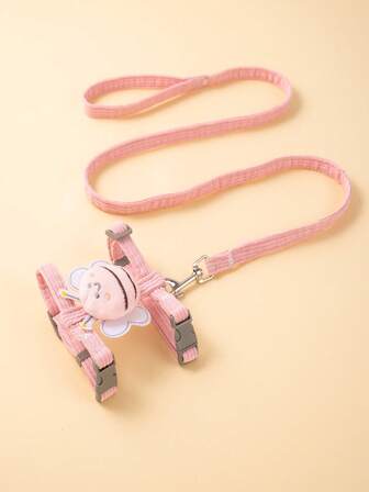 1入組卡通蜜蜂裝飾寵物背帶和1条皮带適用於狗狗適用於防丟