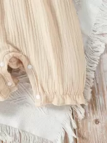 SHEIN Baby Girl Lace Ruffle Trim Bow Front Romper - Apricot - View 6