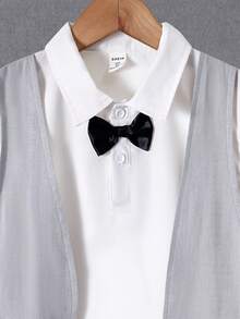 SHEIN Boys Bow Front 2 In 1 Shirt & Shorts - Multicolor - View 3