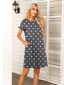 DEARCASE 波點圖案荷葉袖洋裝 - 彩色 - 查看 4