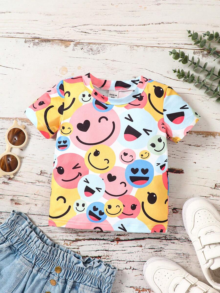 SHEIN 嬰兒卡通圖案T恤 - 彩色 - 查看 1