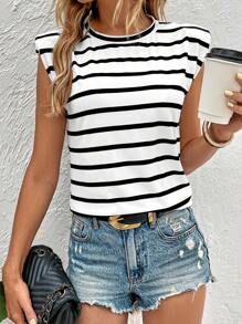 Chiquease T-shirt À Rayures À Épaulettes