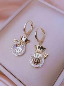 Bông tai thả túi tiền trang trí Rhinestone - Nhiều màu - Xem 4