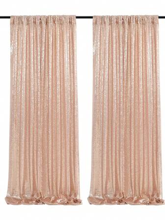 Solid Color Simple Single Panel Curtain, Simple Sequin Decor Curtain For Party, Home Decoration
