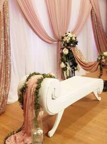 Rèm một tấm đơn giản màu trơn, rèm trang trí sequin đơn giản cho bữa tiệc, trang trí nhà cửa - Hoa hồng vàng - Xem 3