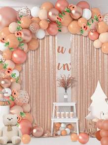 Rèm một tấm đơn giản màu trơn, rèm trang trí sequin đơn giản cho bữa tiệc, trang trí nhà cửa - Hoa hồng vàng - Xem 5