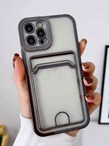 Hộp đựng điện thoại có khe cắm thẻ mạ điện rõ ràng - màu đen - Xem 1