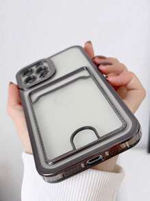 Hộp đựng điện thoại có khe cắm thẻ mạ điện rõ ràng - màu đen - Xem 4