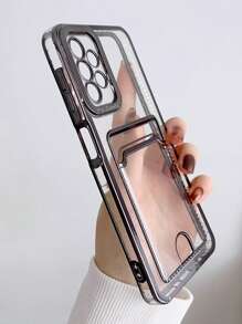 Hộp đựng điện thoại có khe cắm thẻ mạ điện rõ ràng - màu đen - Xem 6