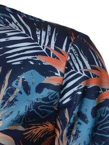 Hombres Camisa con estampado tropical con botón - Multicolor - Ver 5