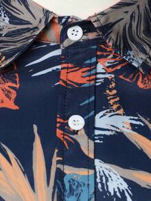 Hombres Camisa con estampado tropical con botón - Multicolor - Ver 6