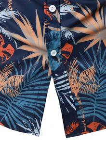 Hombres Camisa con estampado tropical con botón - Multicolor - Ver 7