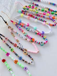1pc Random Heart & Evil Eye Decor Phone Lanyard - Multicolor - View 1