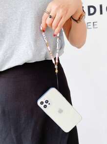 1pc Random Heart & Evil Eye Decor Phone Lanyard - Multicolor - View 3