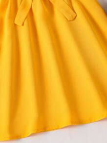 SHEIN Đầm Gái Xù Khối Màu Hoa Dễ thương - Màu vàng - Xem 4